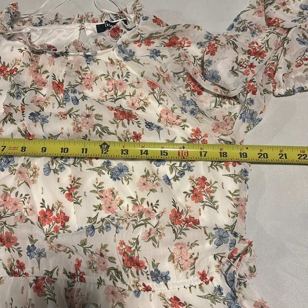 Trixxi White Floral Long Sleeve Dress With Belt - Picture 5 of 8